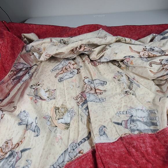 Cats at the Beach Print Handsewn Scarf Skirt Elastic Waist Medium - Picture 3 of 4